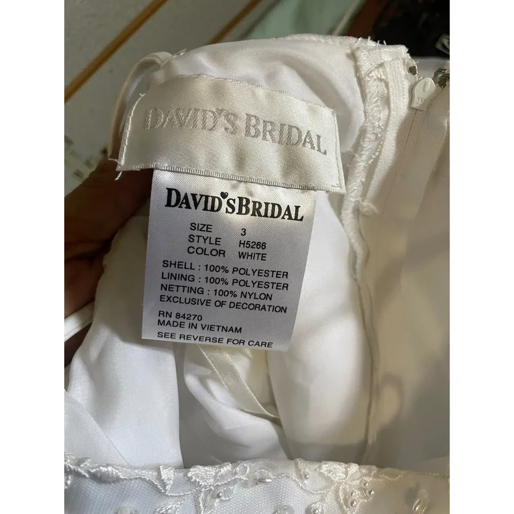 David's Bridal White Flower Girl Dress Size 3 Beaded Formal‎ Party - Picture 8 of 8